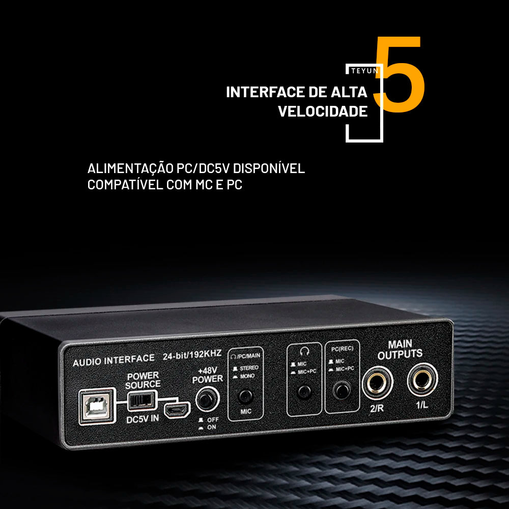 TEYUN Q-22 Audio Interface Sound Card With Monitoring Electric Guitar Live Recording Professional Sound Card For Studio Singing