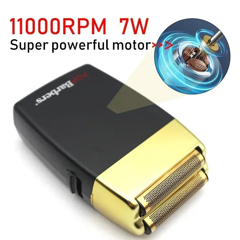 Pop Barbers P620 Professional Professional Man's Electric Shaver Double Foil Shaver USB Cordless Hair Cutting Machine 11000 RPM
