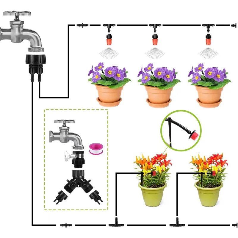 15M/30M Plant Watering Kit Smart Garden Misting System Self Automatic Sprayer Timer Drip Irrigation For Garden Bed Patio