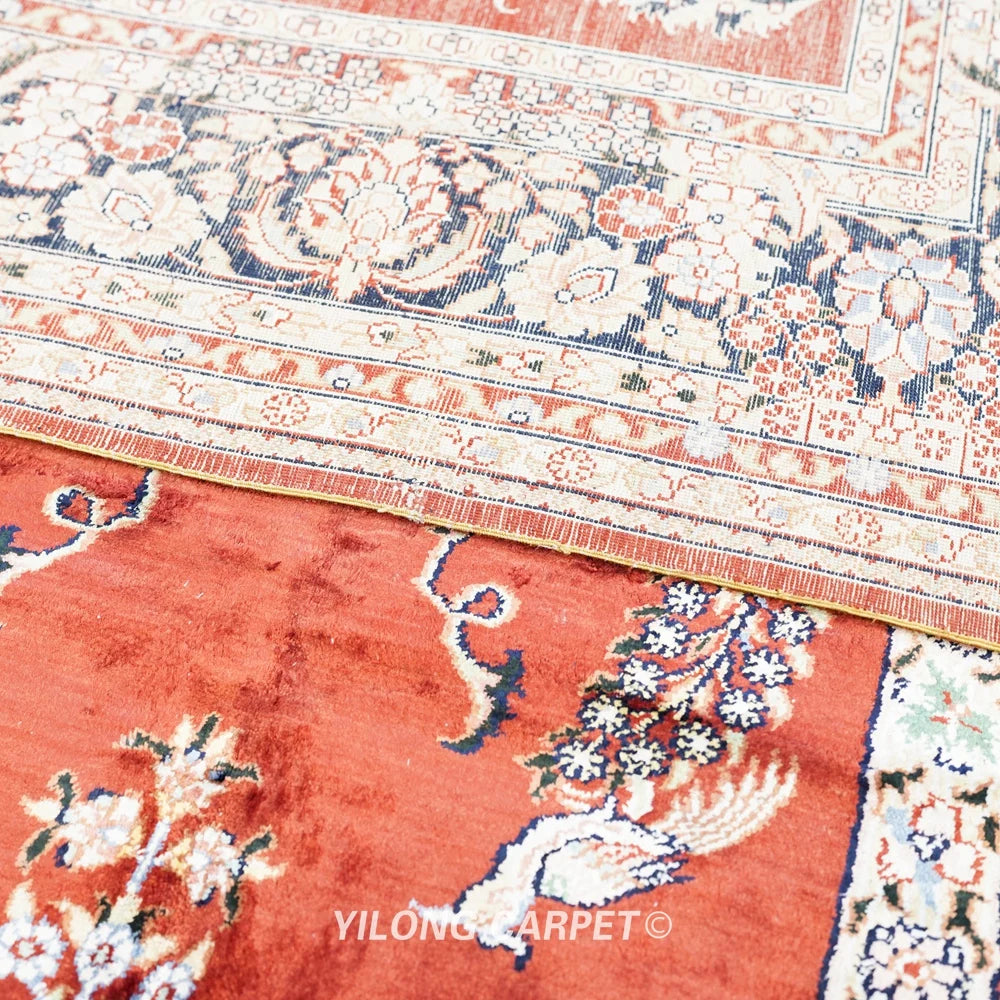 152x244cm Luxurious Living Room Decoration Silk Carpet Persian Handmade Red Best Oriental Rugs (ZW045M)