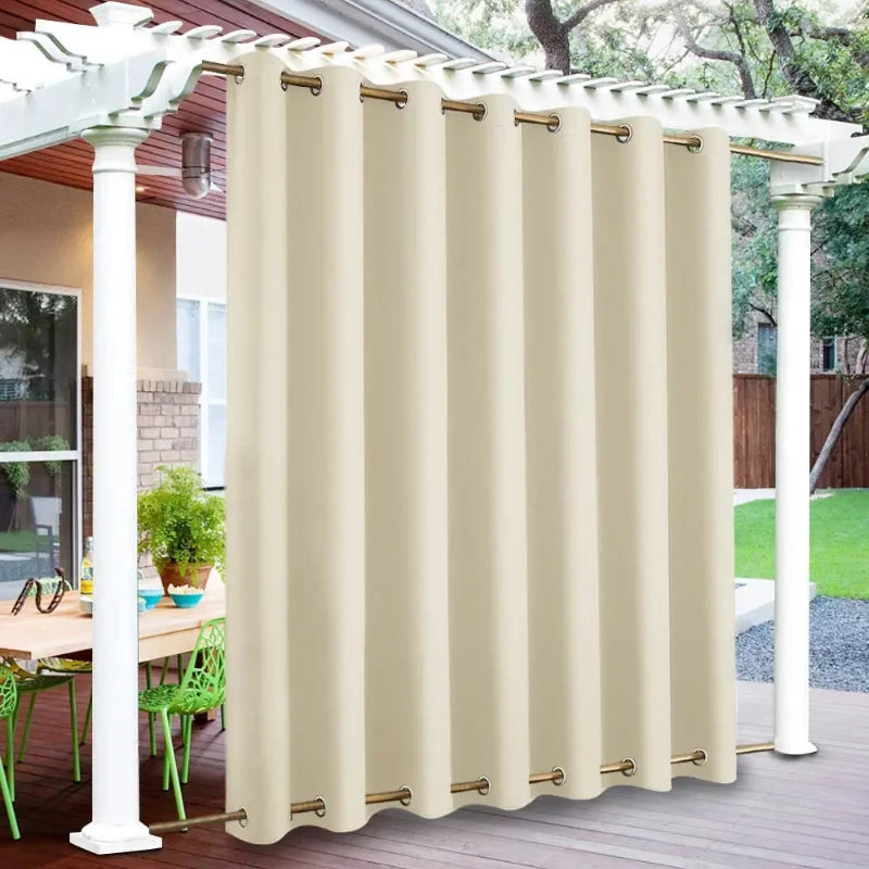 Top And Bottom Grommets Outdoors Waterproof Windproof Curtains Extra Large Graden Balcony Window Drapes