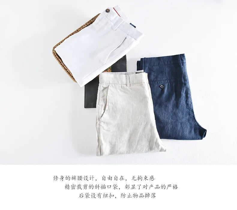 Top Selling Product In 2023 Spring Summer New Fashion 100% Linen Casual Pants Men Clothing Loose Straight Oversize Trousers
