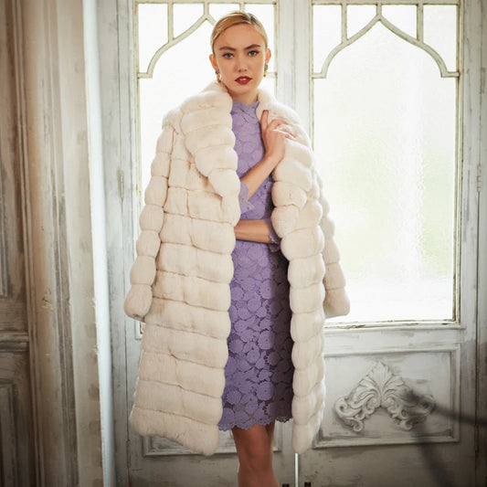 Women's Fur Coat 2223 Trend Natural Fur Long Mink White Fashion Outerwear Jackets Trench Coats New In Outdoor Clothes Clothing