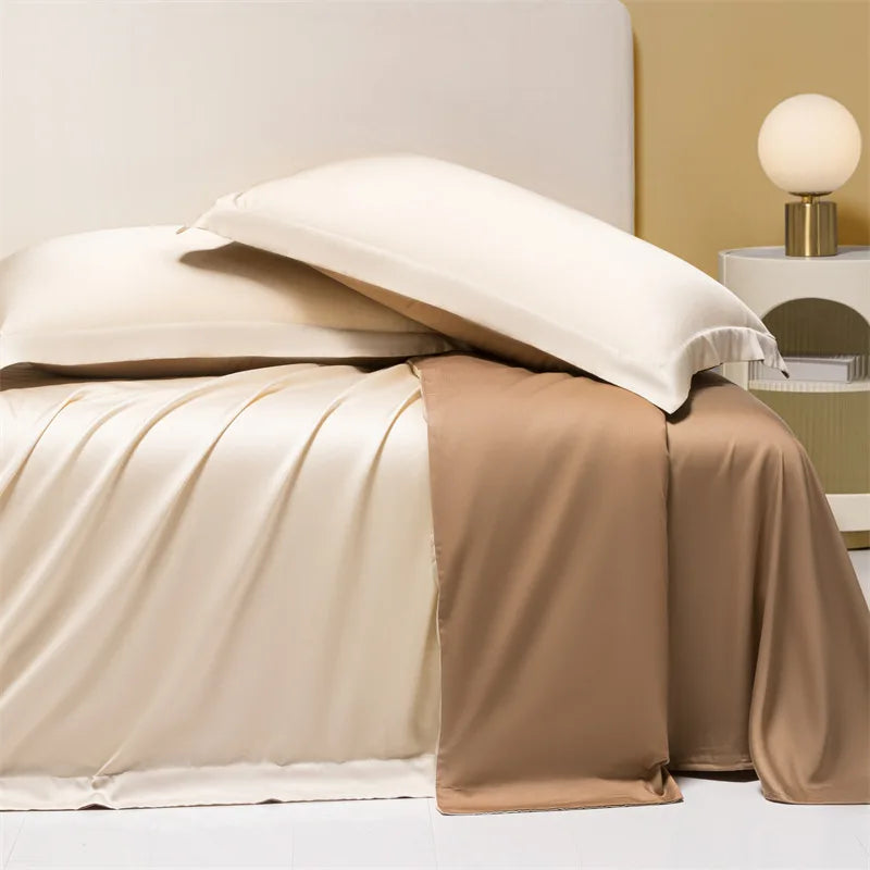 160 Lenzing Tencel four-piece Tencel summer solid color high-grade ice silk bed sheet quilt cover bedding