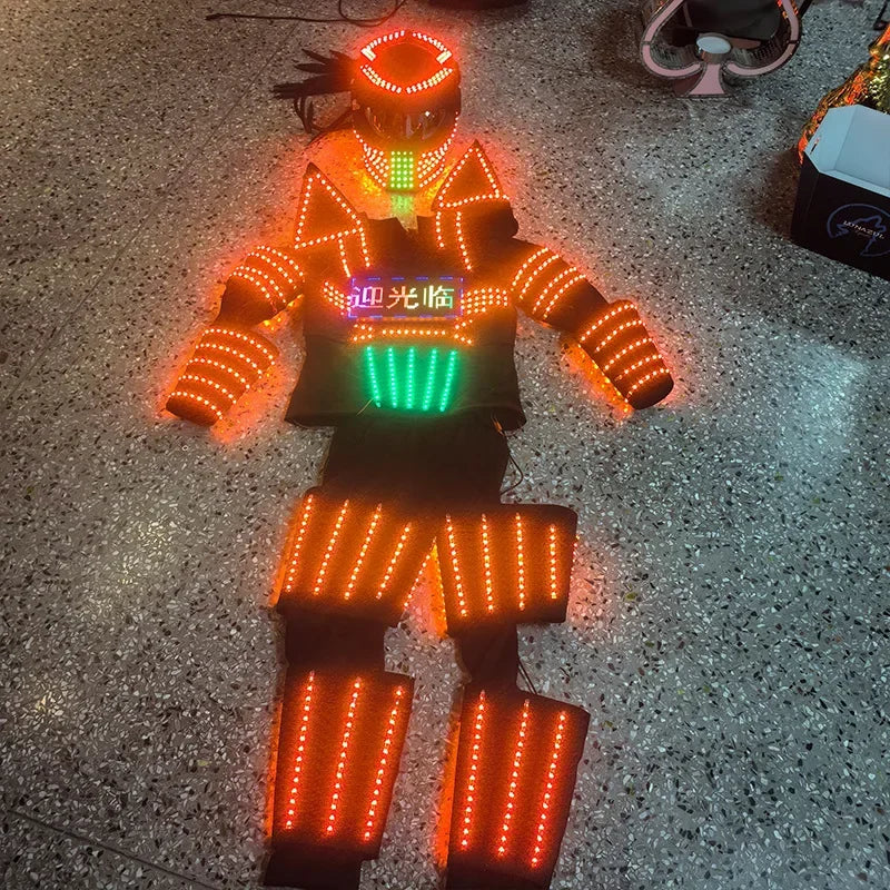 Nightclub Bar LED Costume Men Party Light Up Futuristic Clothing Stage Performance Robot Atmosphere Programming Rave Outfit