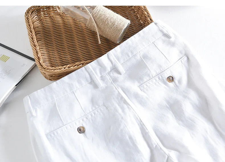 Top Selling Product In 2023 Spring Summer New Fashion 100% Linen Casual Pants Men Clothing Loose Straight Oversize Trousers