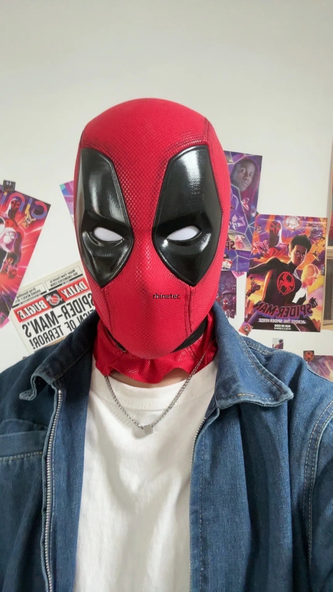 Marvel Deadpool Mask with 3D Screen Printed Fabric & 1 Pair of Magnetic Normal Eyes Halloween Cosplay Costume for Birthday Gift