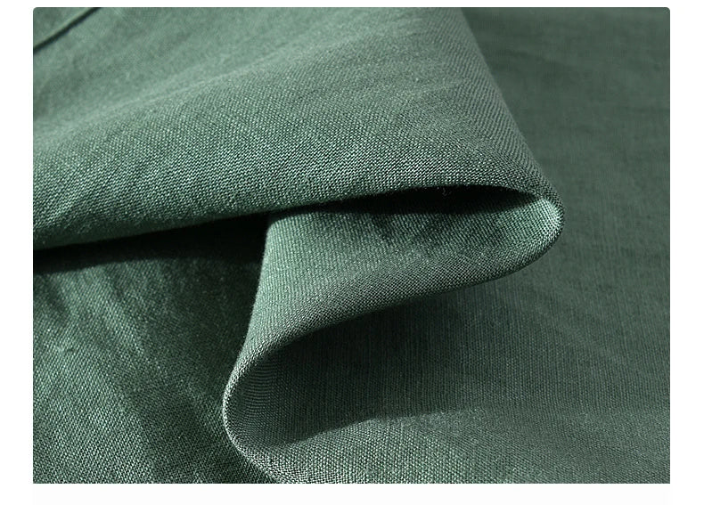 923 100% Linen Men's Summer Fashion Shirt High Quality Solid Color Simple Casual Short Sleeve Blouses Basic Thin Breathable Tops