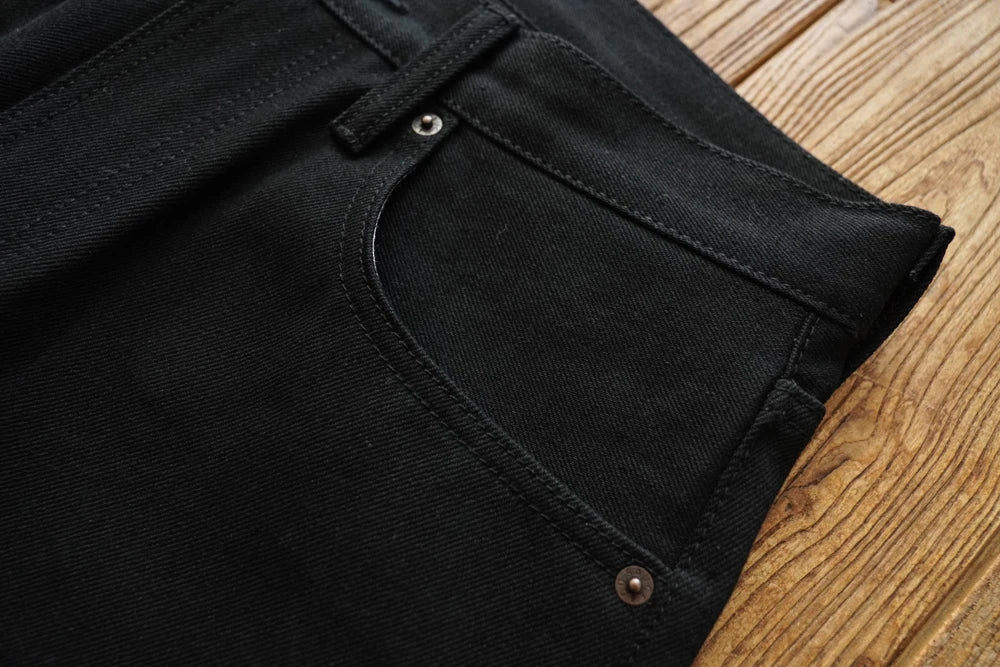 Sauce Zhan SZ6601-BL Mens Jeans Black Jeans Double-sided Dyeing Sanforized Selvedge Denim Jeans  16 Oz Regular Fit