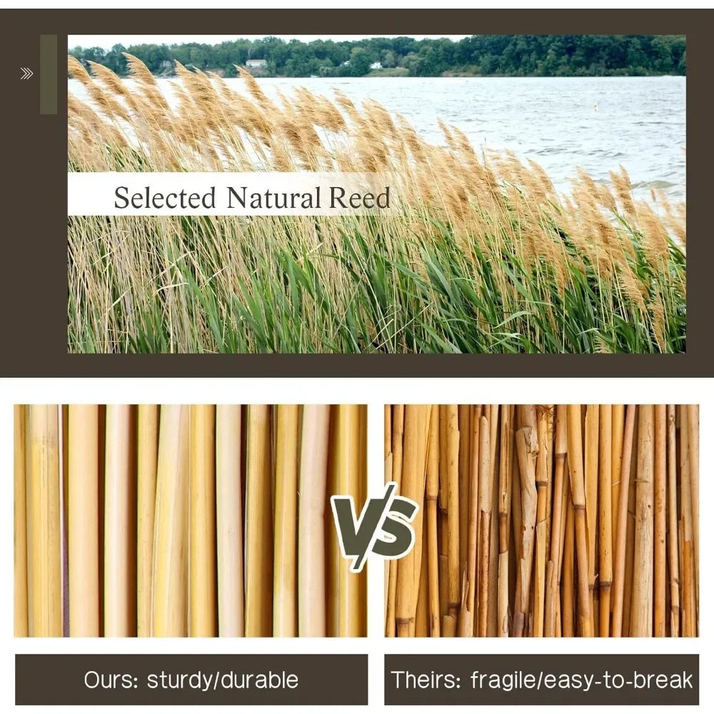 2 PACK Natural Reed Fencing Rolls,4FT X 16.4FT Reed Screen Fence for Garden Bamboo Screening for Outdoor Backyard Patio