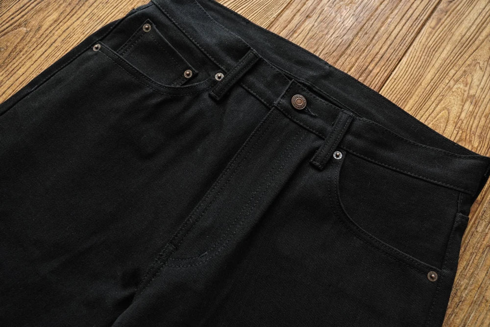 Sauce Zhan SZ6601-BL Mens Jeans Black Jeans Double-sided Dyeing Sanforized Selvedge Denim Jeans  16 Oz Regular Fit