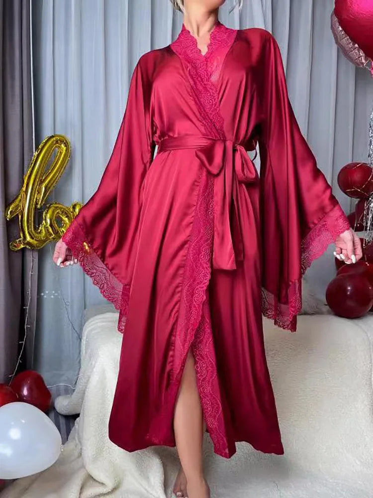 Sexy Nightwear Women Bathrobe Sleepwear Nightgown Robe Night Dress Sleep Night Clothes Dresses Home Wear For Women Satin Pajamas