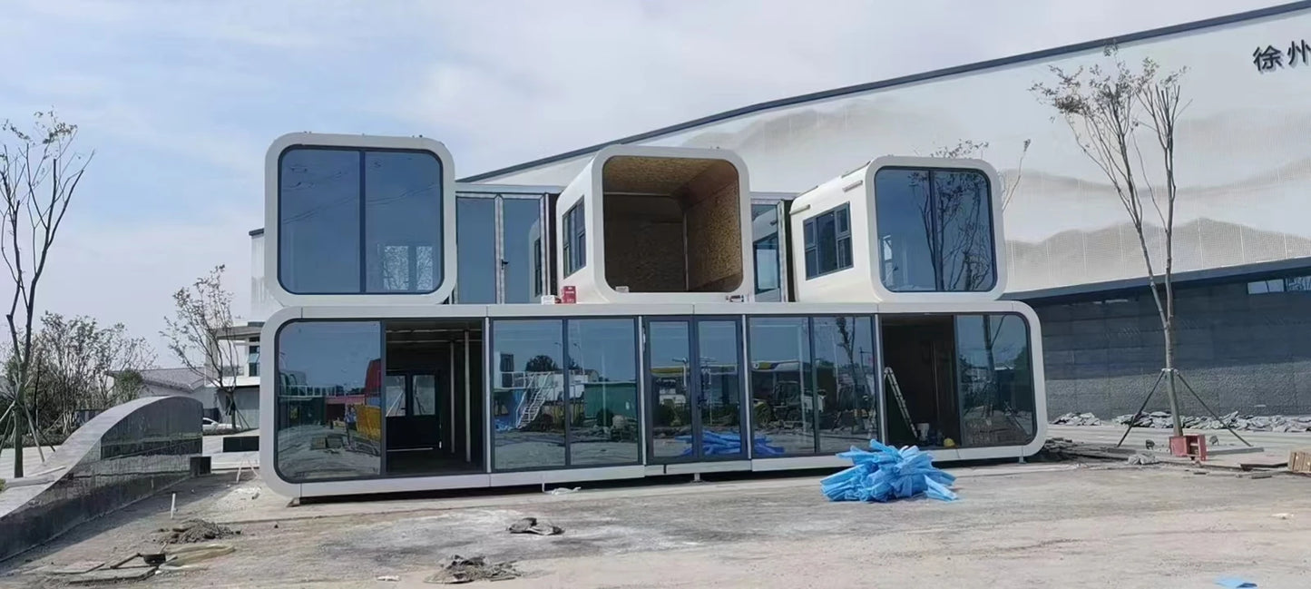 Container Office Modular Buildings Container Storage GLASS  Street Cafe House Container House With Glass