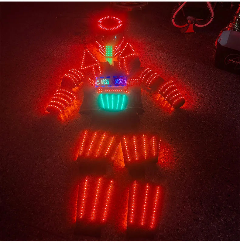 Nightclub Bar LED Costume Men Party Light Up Futuristic Clothing Stage Performance Robot Atmosphere Programming Rave Outfit