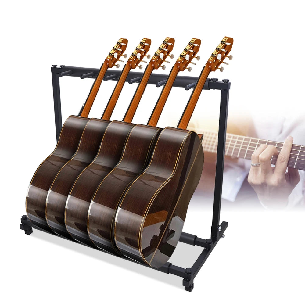 Guitar Stand Multiple 5 Compartments for Acoustic Guitar, Western Guitar  Electric Guitars Multiple Guitar Stand with Rubber Pa