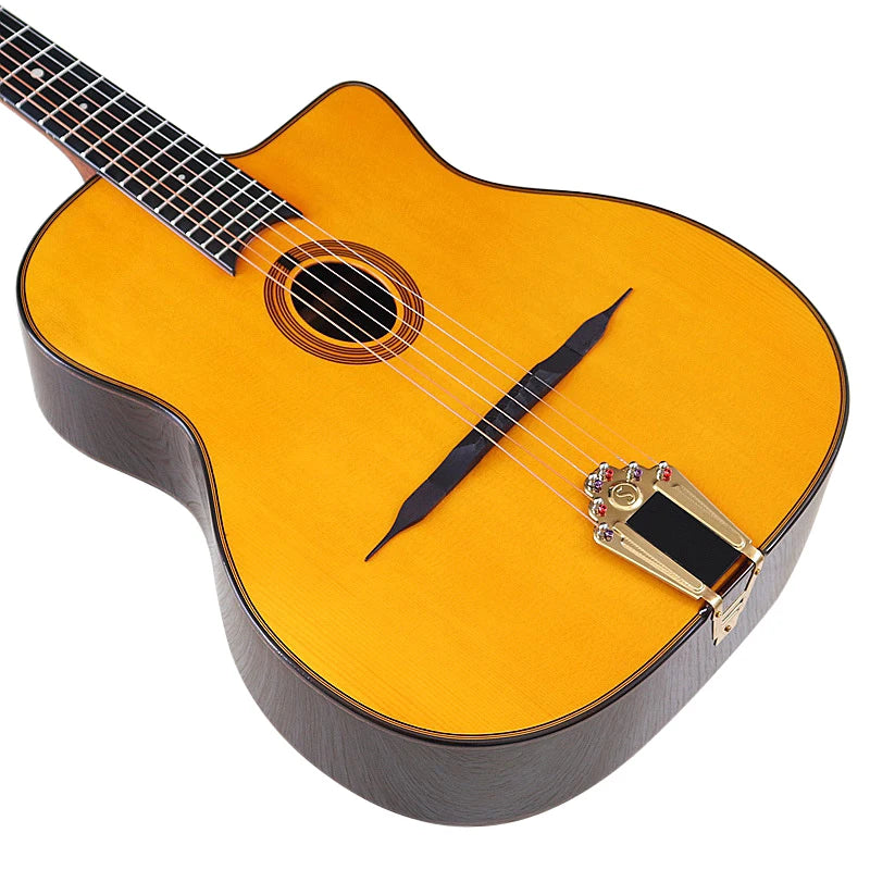 41 Inch Django Guitar Spruce Wood Top Gypsy Swing Acoustic Guitar Natural High Gloss Finish 6 String Folk Guitar Jango