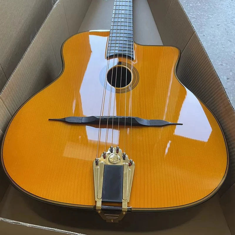 41 Inch Django Guitar Spruce Wood Top Gypsy Swing Acoustic Guitar Natural High Gloss Finish 6 String Folk Guitar Jango