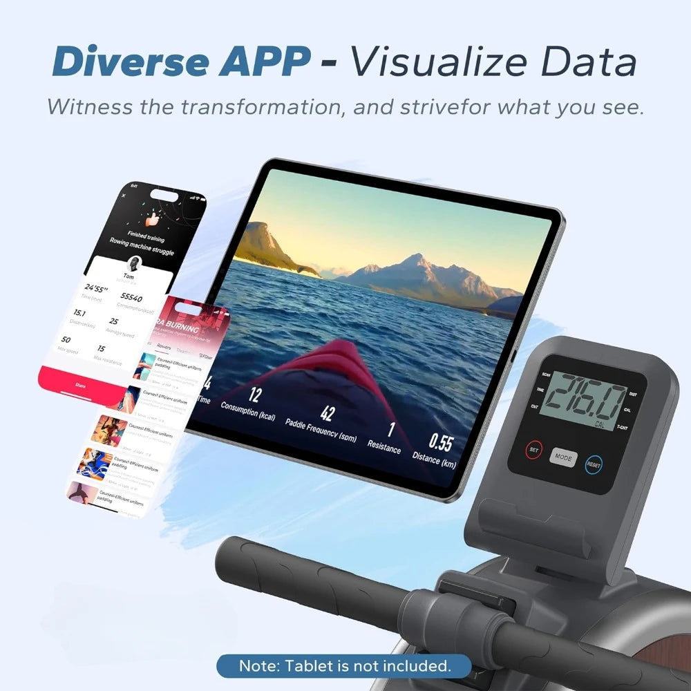 16 Levels of Quiet Resistance Home Gym Dual Slide Rail With Max 350lb Weight Capacity Rowing Machine for Exercises Excercise