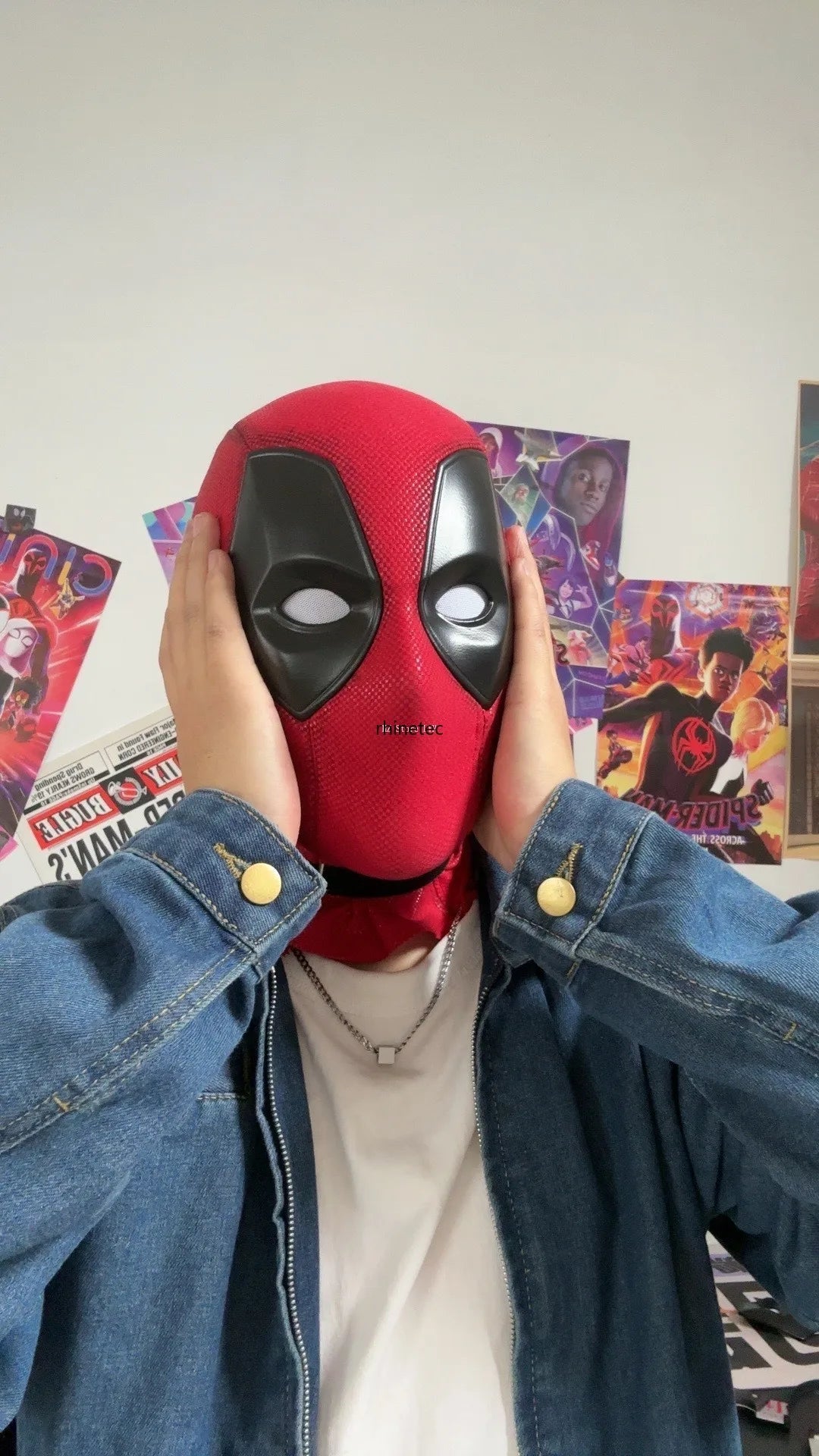 Marvel Deadpool Mask with 3D Screen Printed Fabric & 1 Pair of Magnetic Normal Eyes Halloween Cosplay Costume for Birthday Gift