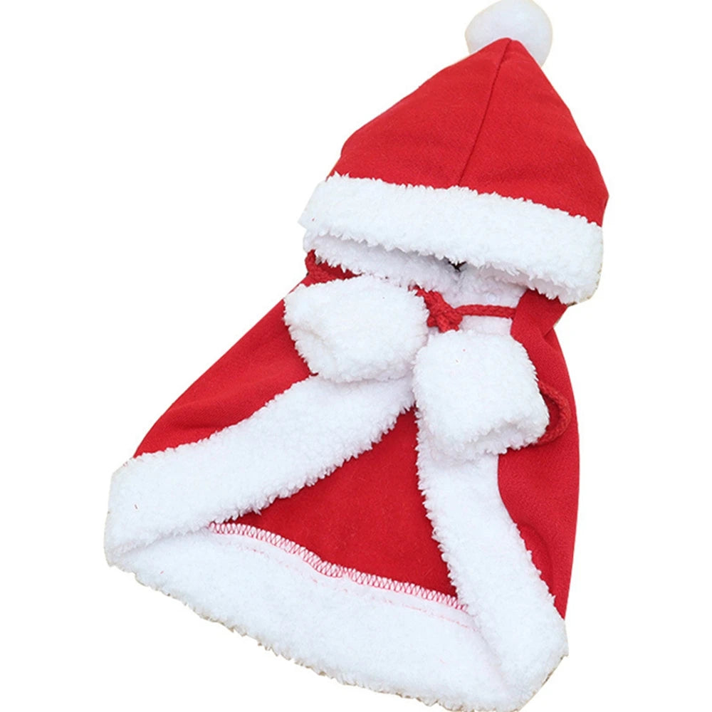 Winter Cat Costume Santa Cosplay Funny Transformed Cat Dog Pet Christmas Cape Dress Up Clothes Red Scarf Cloak Props Decoration
