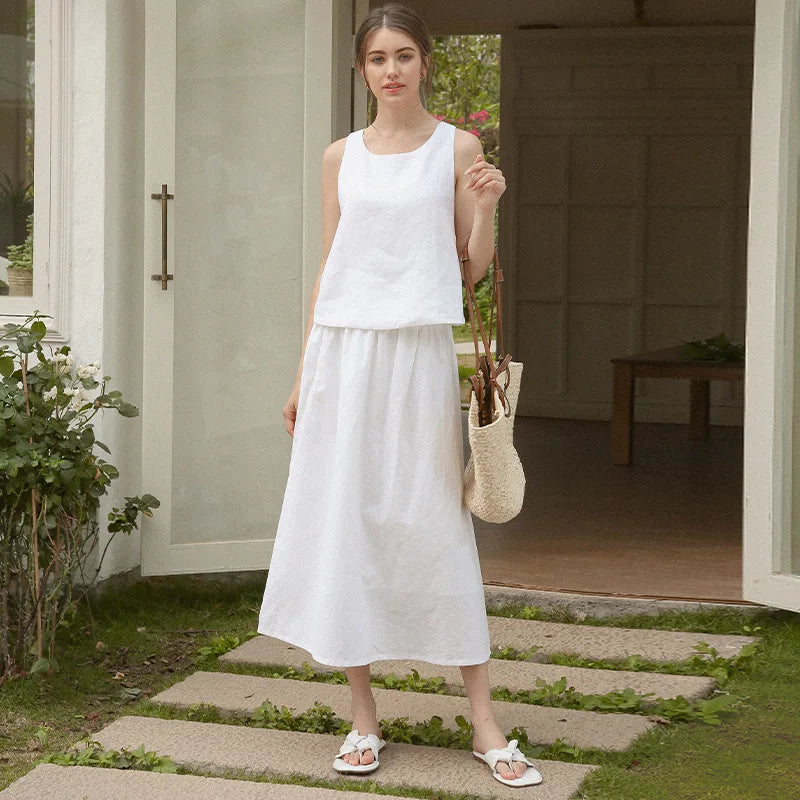 100% Linen Top Women Casual Solid Back Cross Patchwork Tank Top Summer Tops Haut Femme Women'S Clothing Offer Free Shipping