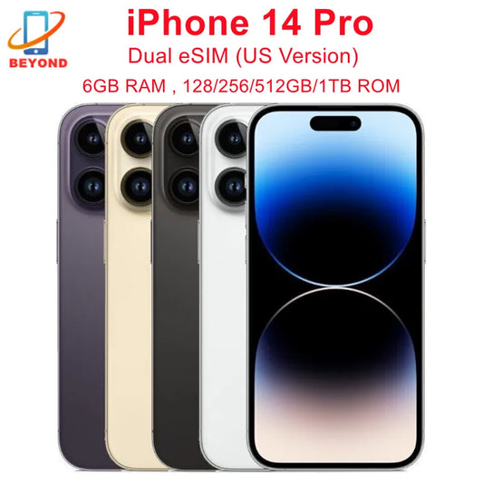 Apple iPhone 14 Pro Dual eSIM 128/256/512G/1TB ROM 6GB RAM 6.1" Super Retina OLED Face ID NFC A15 5G 98% New Original Cell Phone