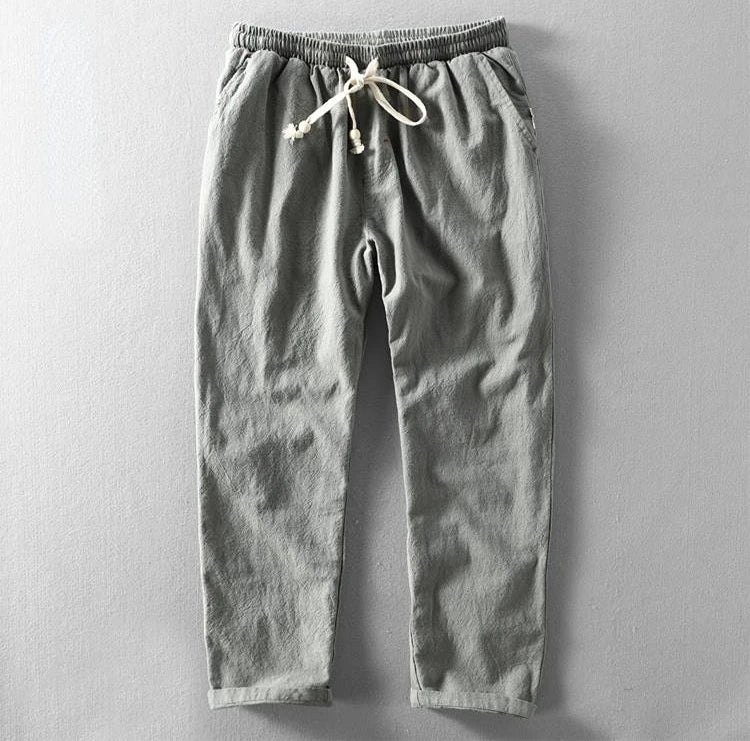 Fashion New In Sale Trousers for Men Cotton Linen Wrinkle Black Summer Casual Pants Man Korean Style Aesthetic Stylish Trend Y2k