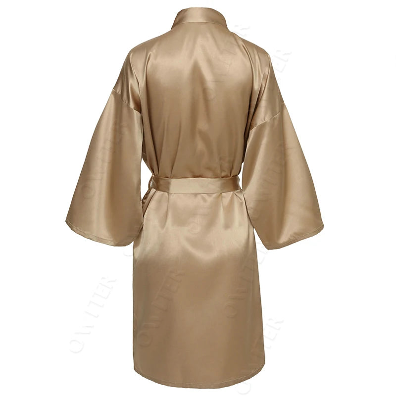 Bride Bridesmaid Robes Satin Solid Robe Orange Silk Robes for Women Ladies Satin Robe Women Wedding Robes