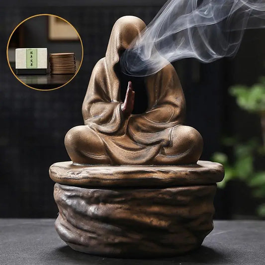 Formless Buddha Meditation Ceramic Monk Incense Holder Burner Home Living Room Garden Tearoom Yoga Room Zen Decoration