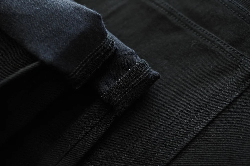 Sauce Zhan SZ6601-BL Mens Jeans Black Jeans Double-sided Dyeing Sanforized Selvedge Denim Jeans  16 Oz Regular Fit