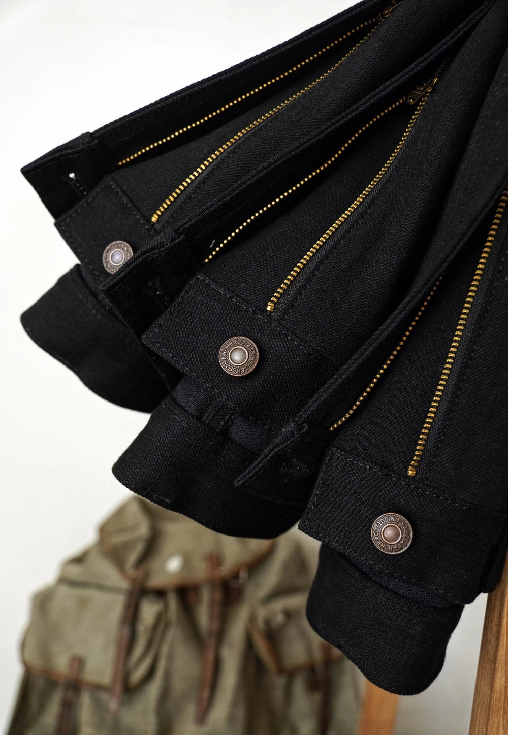 Sauce Zhan SZ6601-BL Mens Jeans Black Jeans Double-sided Dyeing Sanforized Selvedge Denim Jeans  16 Oz Regular Fit