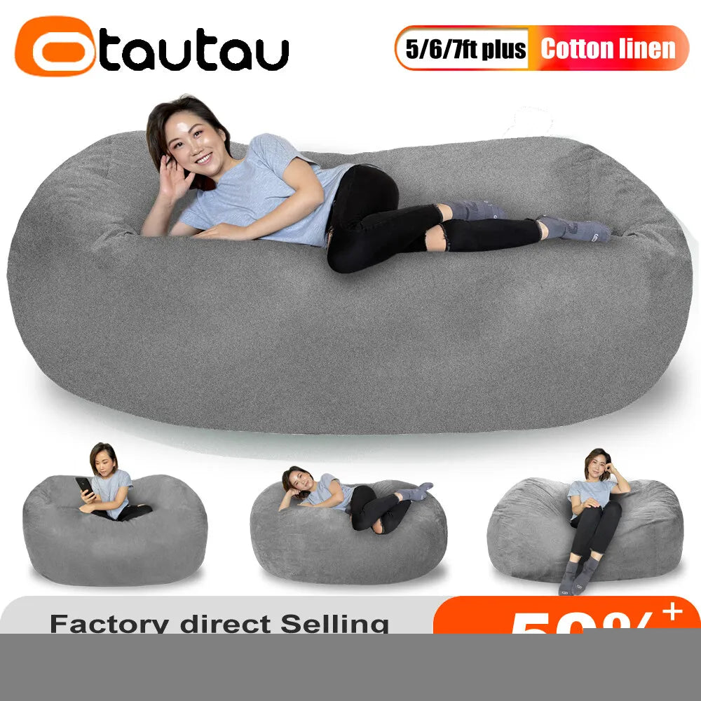 OTAUTAU 150/180/210/240L EPS Ball Filler for 2/3ft Beanbag Pouf 1-3-5mm Polyester Pillow Cushion Bean Bag Chair Snow Scene TCLZ1