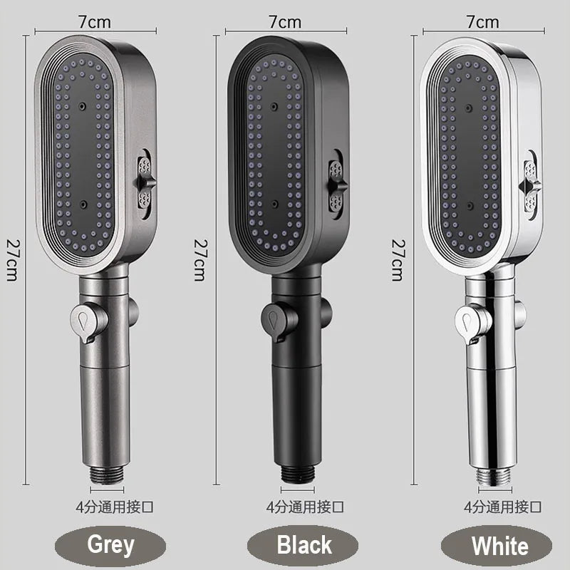 High Pressure Shower Head 3 Modes Adjustable Showerheads with Hose Water Saving One-Key Stop Spray Nozzle Bathroom Accessories