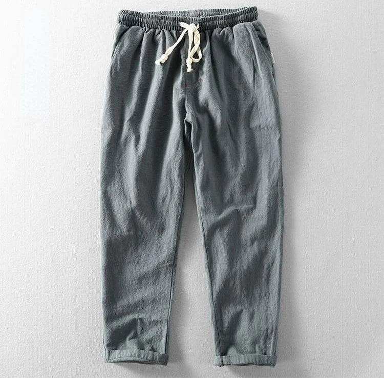 Fashion New In Sale Trousers for Men Cotton Linen Wrinkle Black Summer Casual Pants Man Korean Style Aesthetic Stylish Trend Y2k