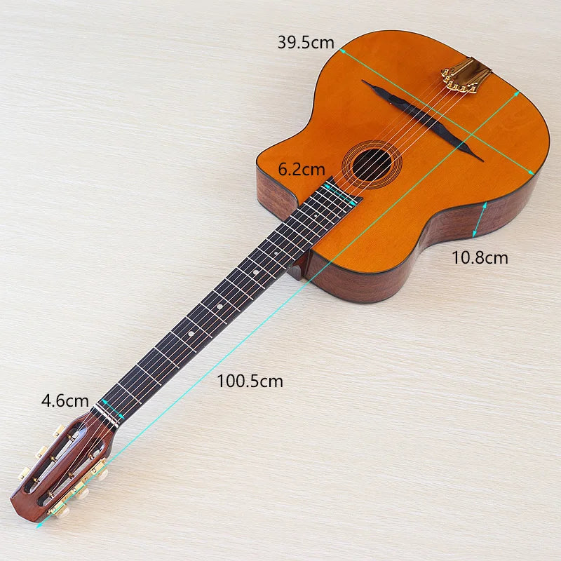 41 Inch Django Guitar Spruce Wood Top Gypsy Swing Acoustic Guitar Natural High Gloss Finish 6 String Folk Guitar Jango