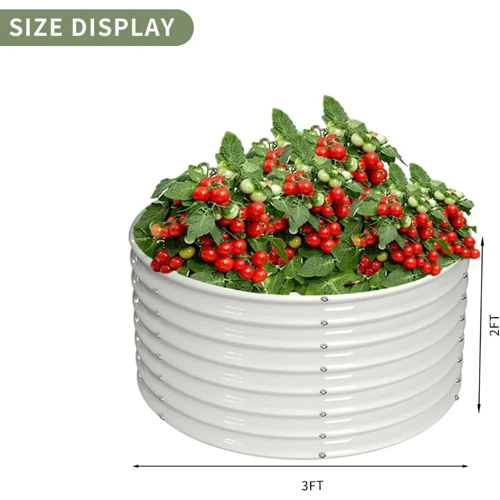 2-Pack 3FT(D) X2FT(H) Round Galvanized Metal Raised Garden Bed Outdoor for Vegetable Decorative Flower Pots and Planters Materas