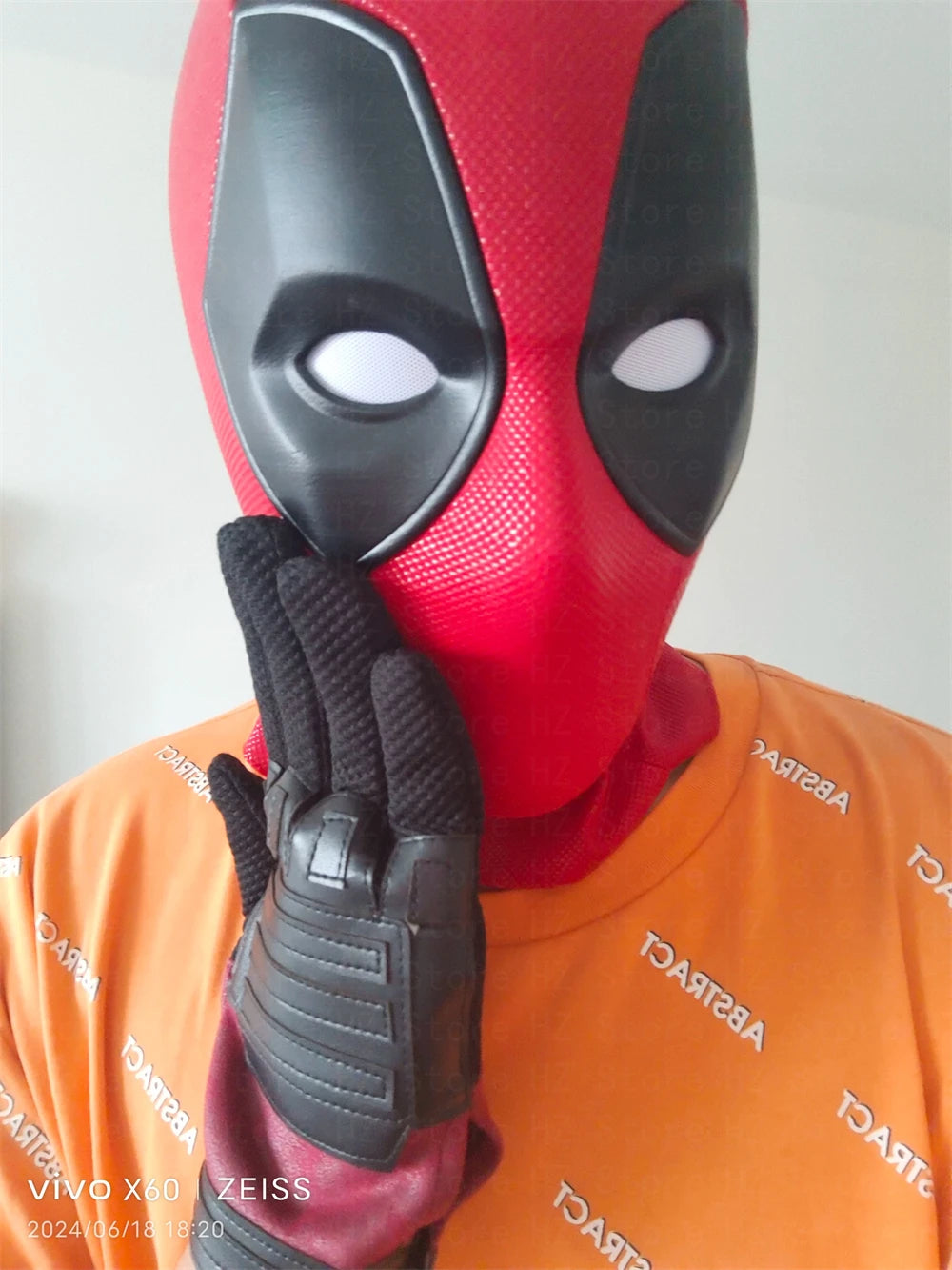 Marvel Deadpool Mask with 3D Screen Printed Fabric & 1 Pair of Magnetic Normal Eyes Halloween Cosplay Costume for Birthday Gift
