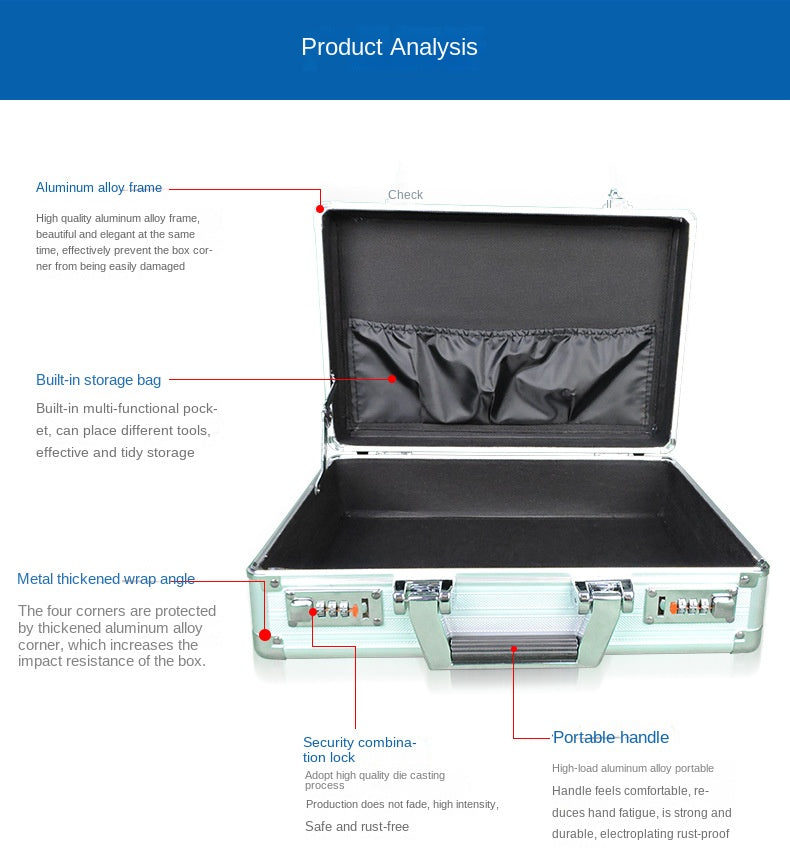 Aluminum alloy Combination lock Portable case Document storage box Data sorting Portable  safe box  mini money safe