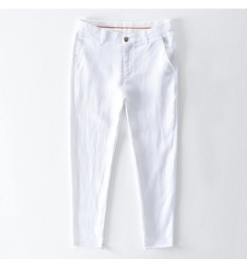 Top Selling Product In 2023 Spring Summer New Fashion 100% Linen Casual Pants Men Clothing Loose Straight Oversize Trousers