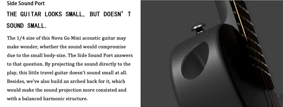 Enya Nova Go Mini Carbon Fiber Acoustic Guitar 1/4 Size Travel Acustica Guitarra w/Beginner Kids Starter Bundle Kit of Thickened