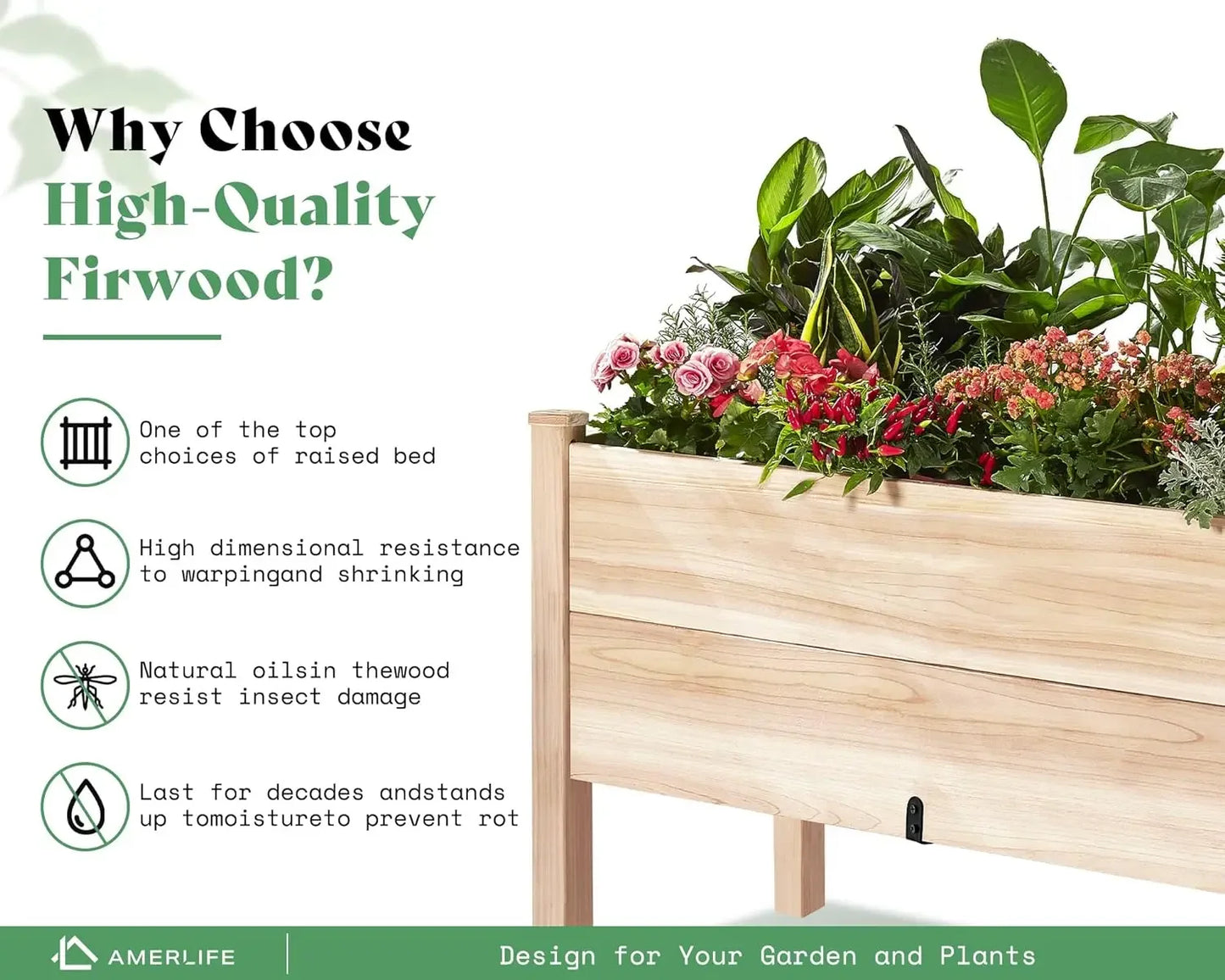 18 Inch Deep Wooden Raised Garden Planter  Raised Garden Bed with Legs Elevated Planter Box Elevated Garden Planters