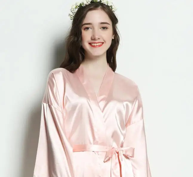 Bride Bridesmaid Robes Satin Solid Robe Orange Silk Robes for Women Ladies Satin Robe Women Wedding Robes