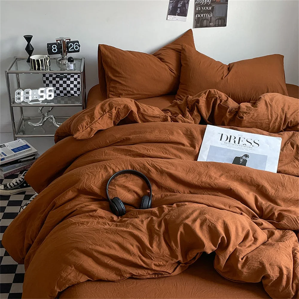 Thick Pure Brushed Bed Sheets, Duvet Cover Set, Four Piece Bedding Set Bed Sheet, Fully Enclosed for Home Gift