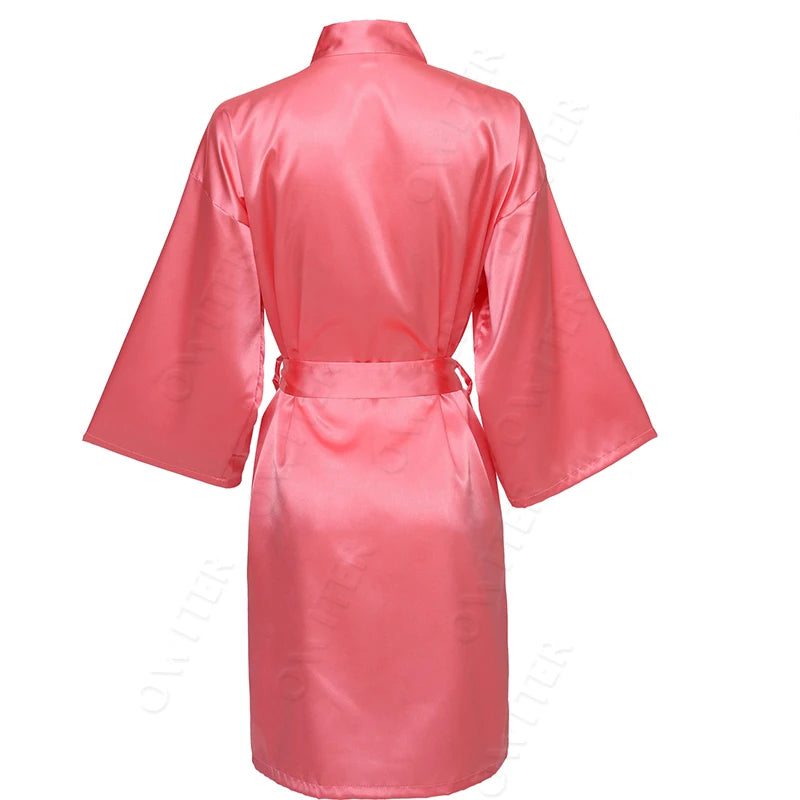 Bride Bridesmaid Robes Satin Solid Robe Orange Silk Robes for Women Ladies Satin Robe Women Wedding Robes