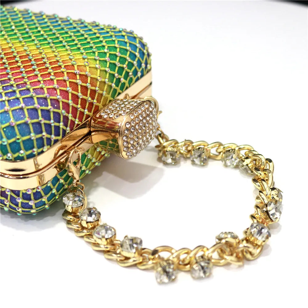 Women Evening Bags With Diamonds Style Party Handbags Metal Day Clutch Purse gold handbags for women