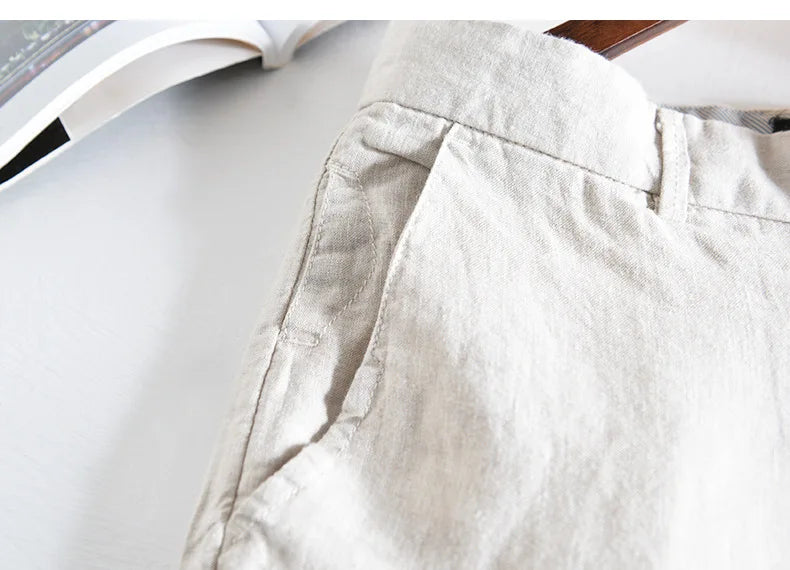 Top Selling Product In 2023 Spring Summer New Fashion 100% Linen Casual Pants Men Clothing Loose Straight Oversize Trousers