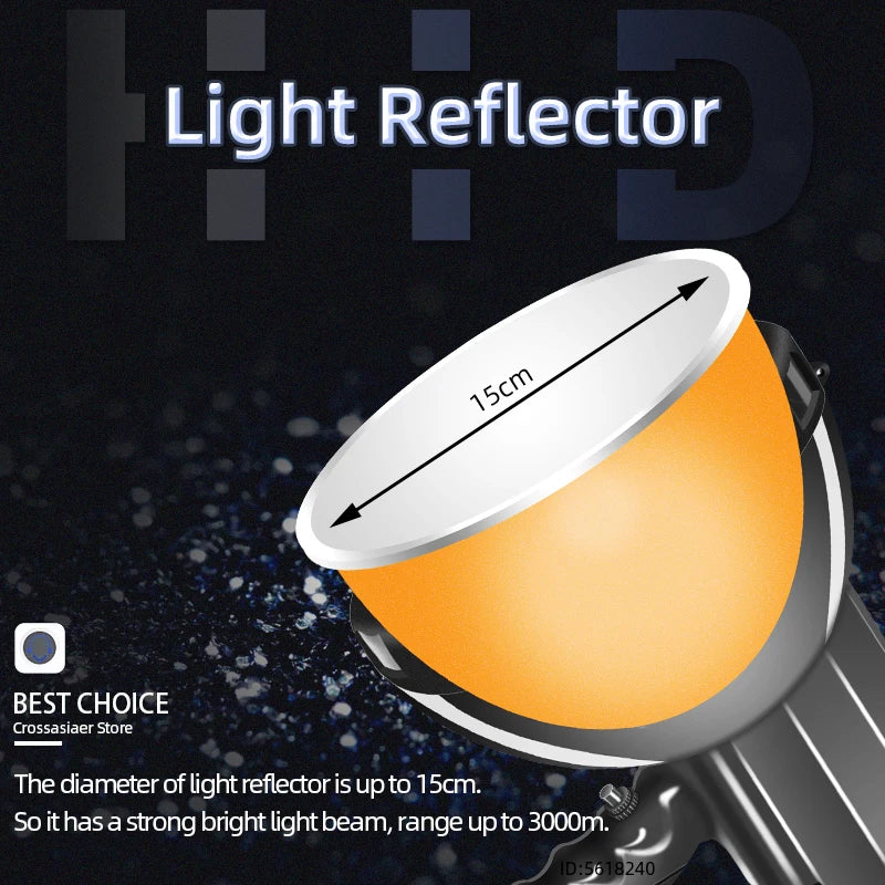 High Power Flashlight Portable Flashlight 220w 100w Hunting Spotlights Strong Light Camping Torch Work Light HID Searchlight 12v