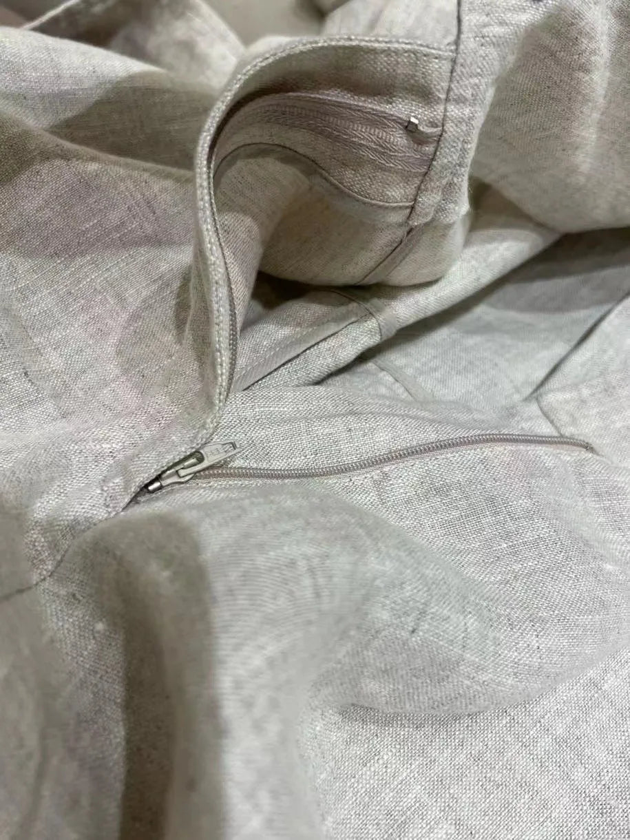 Women 100% Linen Rompers Front Buttons Short Sleeve Turn-down Collar Solid Color Elegant Jumpsuits