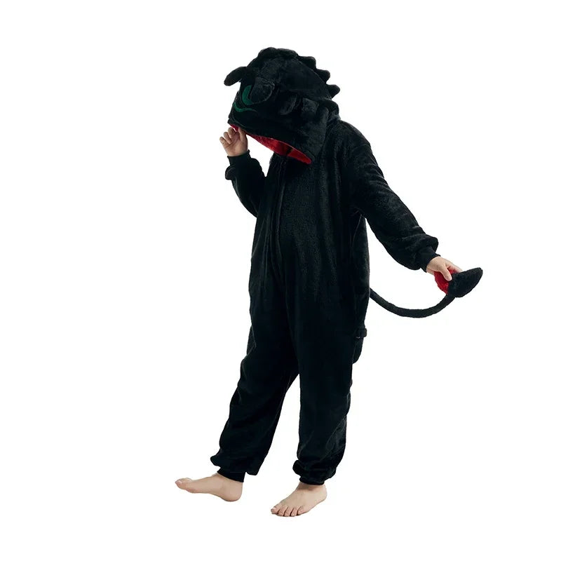 Kids Toothless Dragon Onesie Kigurumi Pajamas Cosplay Costume Halloween Christmas Boy Girls Full Body Clothes Anime Homewear