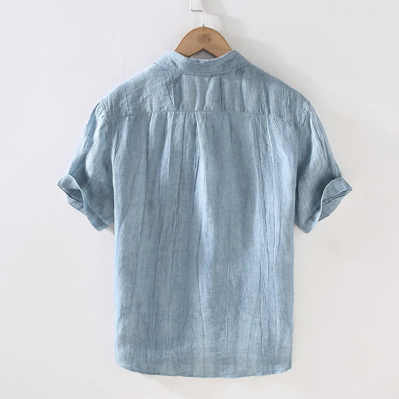 Designer New Short Sleeve Casual 100% Linen Quality Shirt Men Brand Trend Breathable Top Clothes Chemise Homme Free Shipping